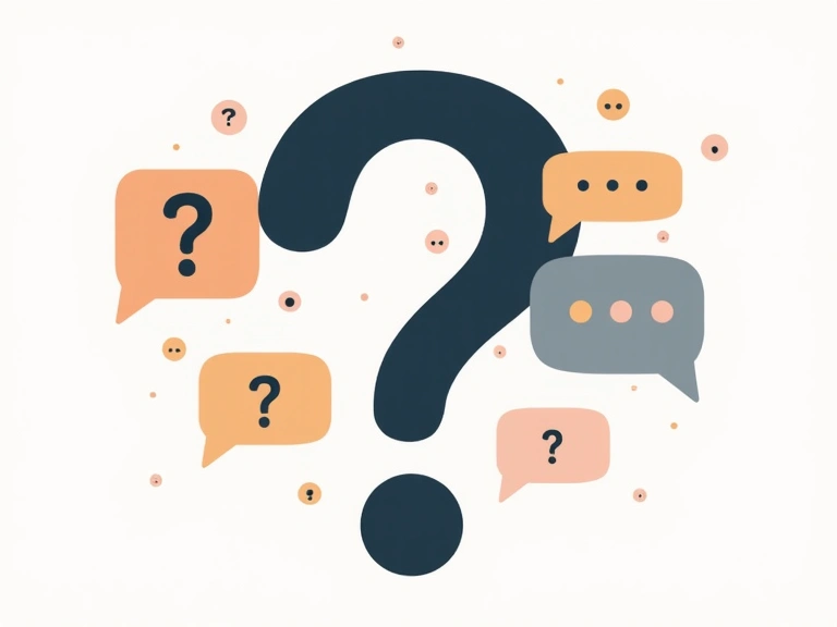 Illustration of a question mark and speech bubbles