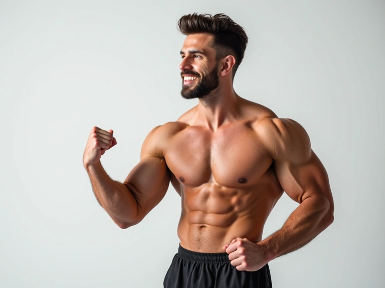 Strong, healthy man exercising, representing men's health products